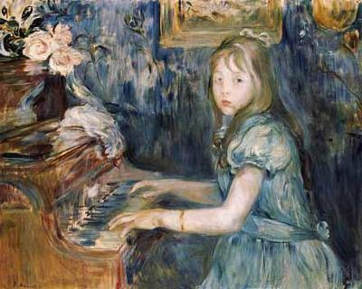 Lucie Leon at the Piano, by Berthe Morisot. #NationalPianoMonth #LaLuministe #WomenArtists #WomenMusicians