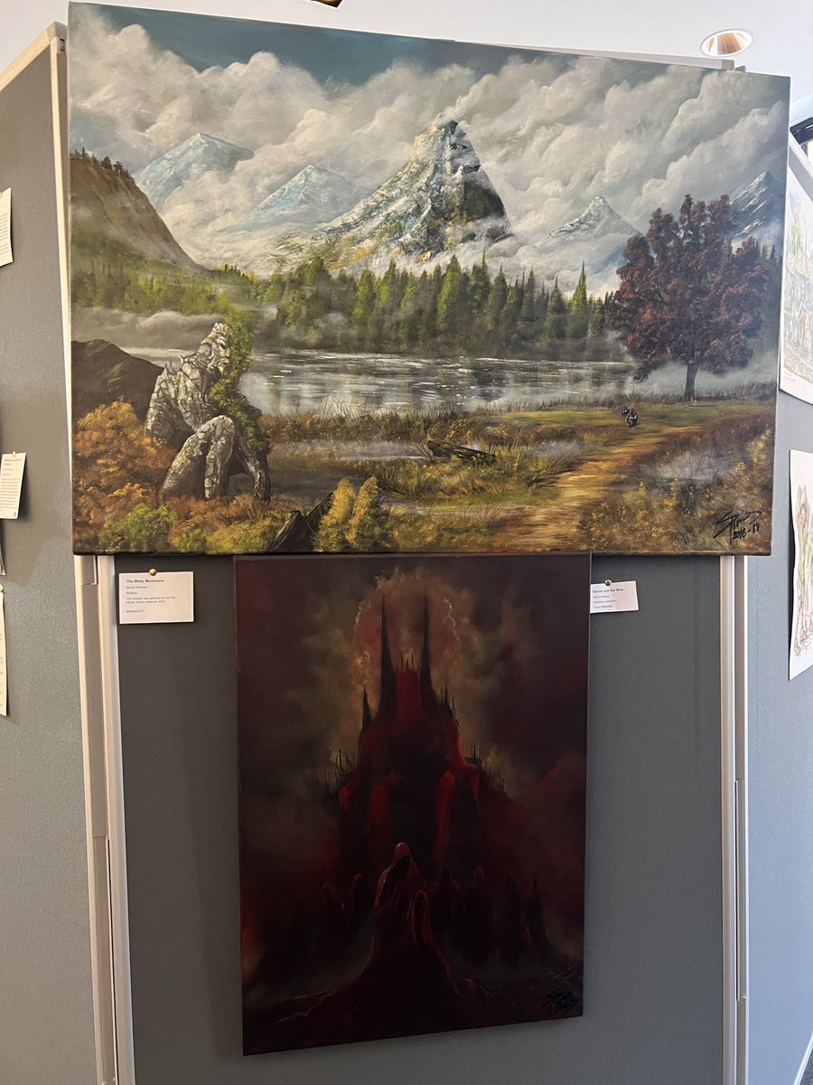 nerdoftherings1's tweet photo. Some great artwork on display here at #Oxonmoot ! Here’s @dirkvanvegchel @SpirosGelekas &amp; Ted Nasmith pieces. (Also some wonderful pieces from @JennyDolfen , @khorazir , and others!!) https://t.co/Ut67exocGt