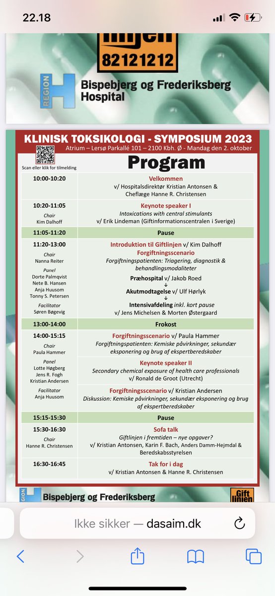Husk Klinisk Toksikologi Symposium 2023 - den 2. Oktober… 👇👇