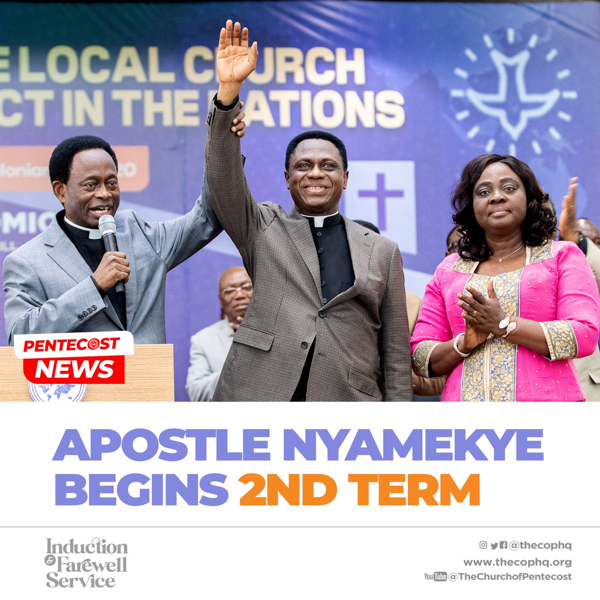 Apostle Eric Nyamekye has been inducted into office as Chairman of <a href="/thecophq/">The Church of Pentecost</a> for a second term.

Apostle Nyamekye was given the nod to lead the Church for another five-year term during the 46th General Council meetings held in May this year.

1/2