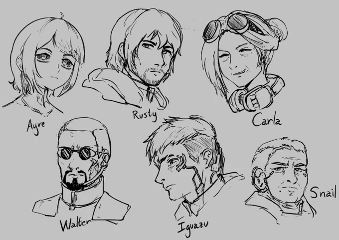 Some doodles of how I imagined some characters
#ARMOREDCORE #ARMOREDCOREVI 