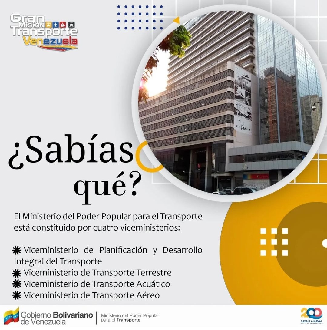 ifetrenvzla's tweet photo. #conocemas| En pro de la movilidad de nuestro pueblo el @transportegobve está compuesto de cuatro viceministerios https://t.co/5B8W4MfxcX