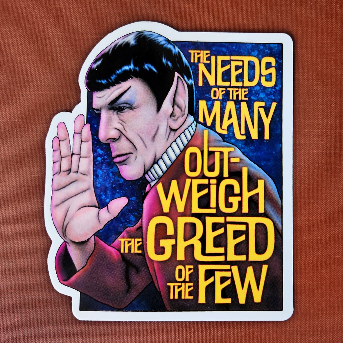 'The Needs of the Many Outweigh the Greed of the Few' stickers are here! Just in time for Labor Day. For each one sold, I'll be contributing $1 to the Entertainment Community Fund to help WGA and SAG-AFTRA members weather the strike. willburrows.art/shop