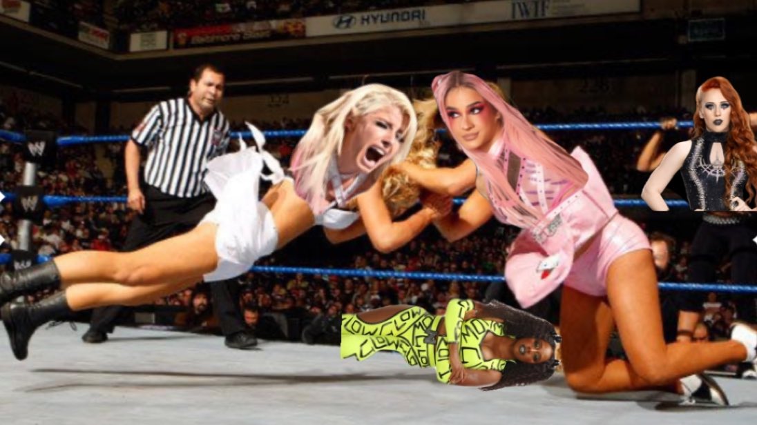 KuntressINC's tweet photo. @ajymphlogy @K2outsold @LivsRi0tt @dolledbebe 💥@dolledbebe gets in and hits a feisty  facebuster on @ajymphlogy !

1-2-kick out by Alexa.. Dakota continues kicking Bliss in the neck and head until Alexa trips them over..

#KuntressINC #KUNTBACK #kickoff #10kunttag https://t.co/xMEWUdVi02
