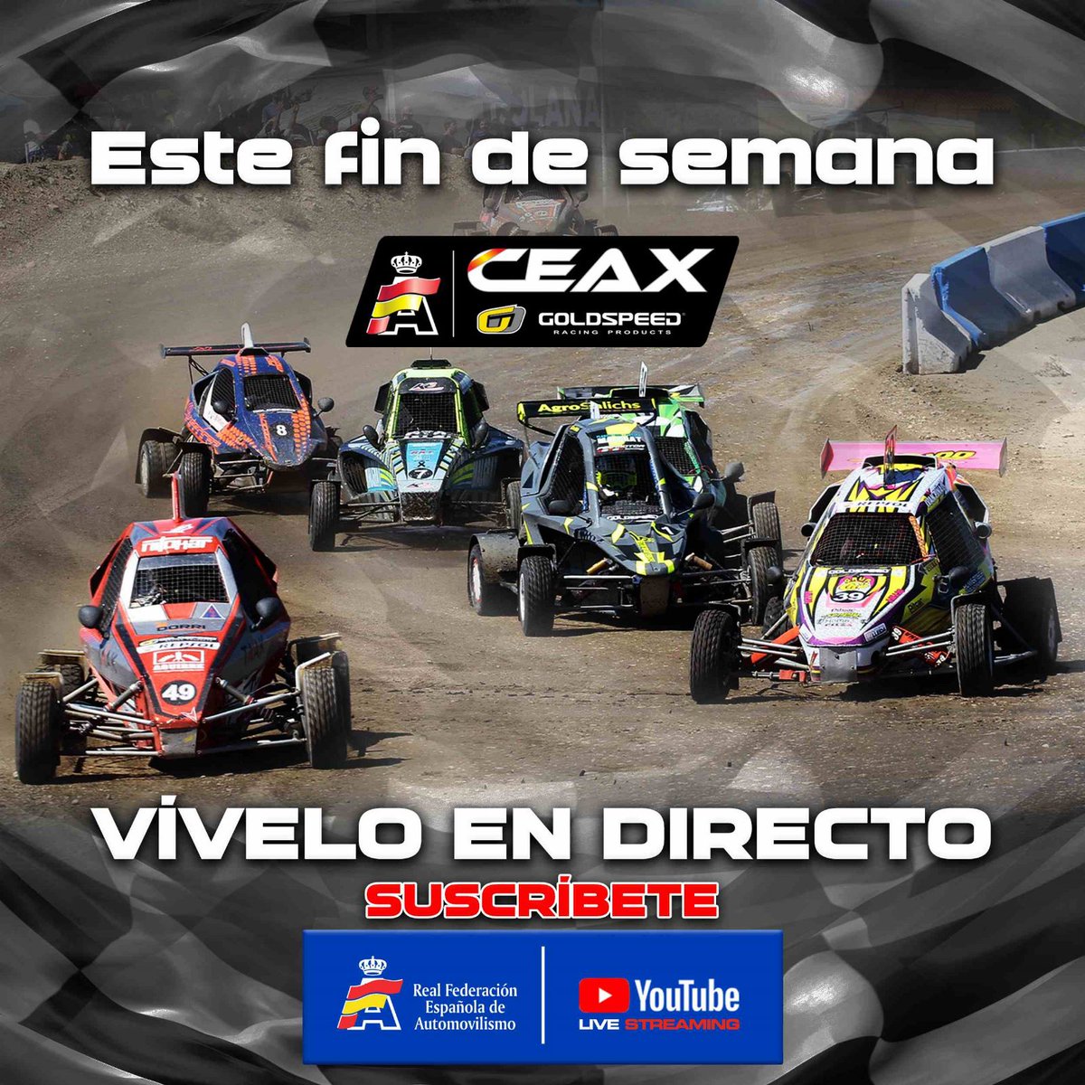 🔔 ¡Las finales del #CEAXGoldspeed en directo!
📍 Circuito Antonio Vadillo • Miranda de Ebro (Burgos)
🗓 Domingo • 3 de septiembre
⌚ 12:00
▶ ceax.rfeda.es/streaming
¡No te lo pierdas!
#CEAXMiranda
#autocross #offroad