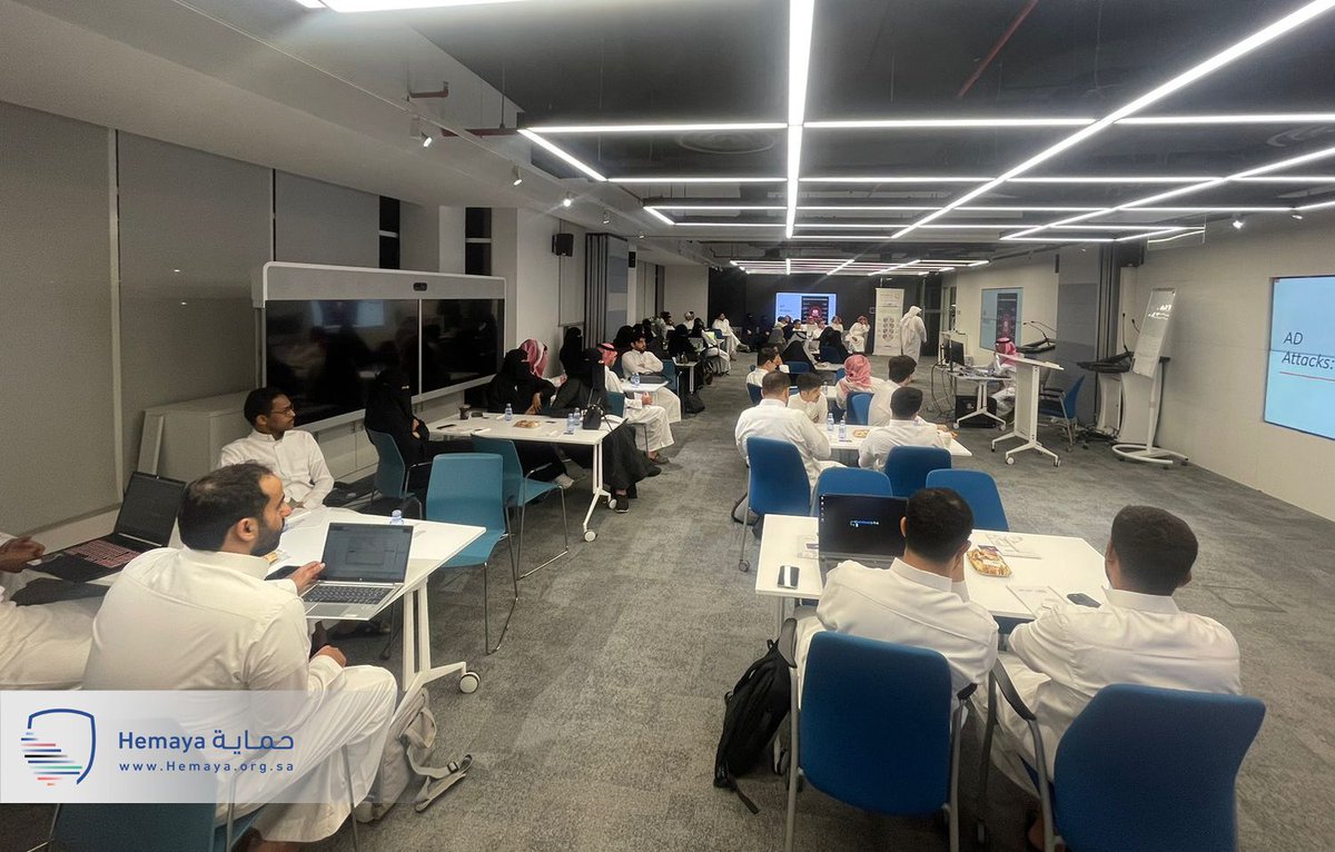 HemayaGroup's tweet photo. تتقدم جمعية أمن المعلومات (حماية) بالشكر والتقدير لـ  
رياض الحربي @ip_v0 
صالح الزهراني @salonsecurity

لتقديمهم ورشة عمل بعنوان: 
Active Directory Attacks &amp; Their Defenses Techniques

والشكر موصول لجميع الحضور، ونلقاكم إن شاء الله في لقاءاتنا القادمة. https://t.co/ugffYap5XV
