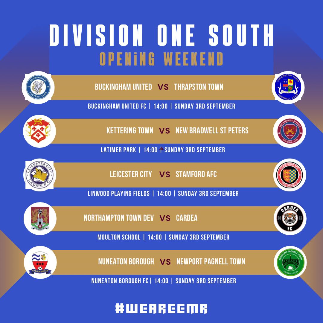 emwrfl's tweet photo. New season begins tomorrow. Fixtures below, and regularly updated via https://t.co/TXVnBSFFNb  #WEAREEMR  
@juesam63 @CraigJacob21 @petermannwriter 
(Desford vs. Asfordby, postponed) https://t.co/Io2KtmdOpQ