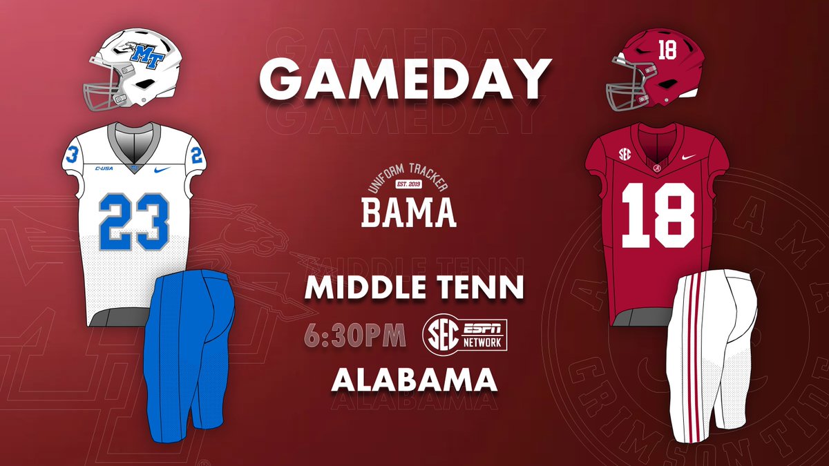 IT IS GAMEDAY. Kickoff right around the corner between the Blue Raiders and Crimson Tide.

#BamaUniTracker #RollTide