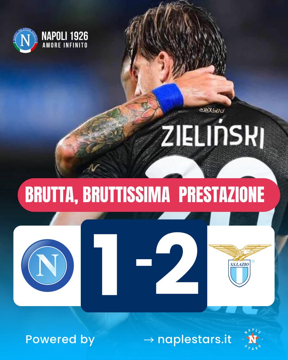 SarracinoAbusiv's tweet photo. ❎ Napoli BRUTTISSIMO, NON VA BENE
#NapoliLazio 1-2
💙 #FromNapolitotheWorld #anew3ra #Napul3 #TuttoPerLei #ForzaNapoliSempre #Napoli1926AmoreInfinito #naplestars https://t.co/ggZLUcLU3p