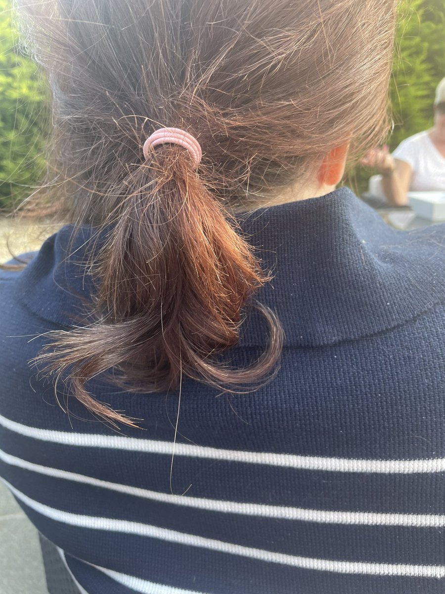 My daughter was practicing pony tails on me and taking pics to show her progress. When did I get so grey? Also straighteners have ruined my hair.