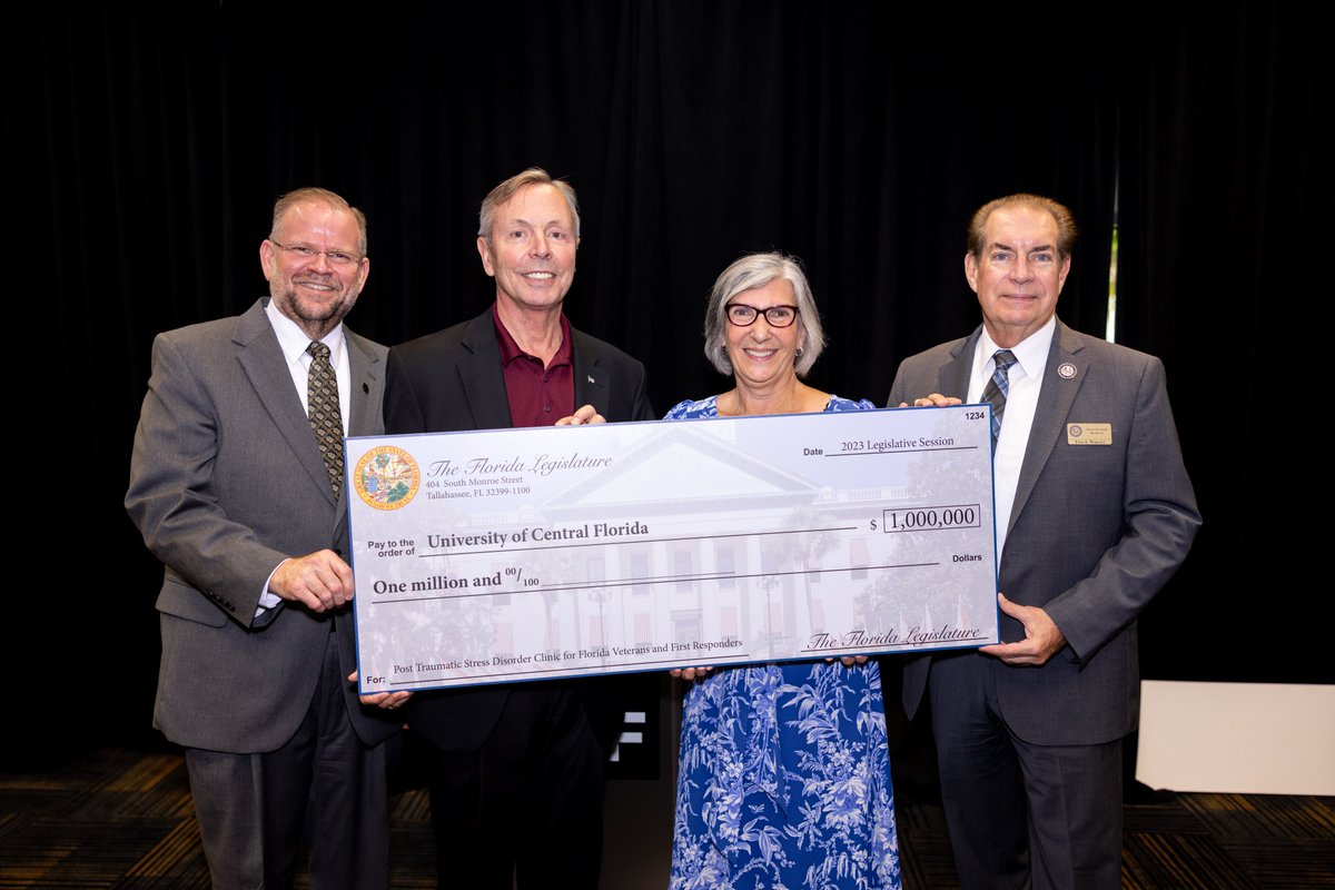 UCFCartwright's tweet photo. Our UCF Restores team does incredible work to help those with PTSD get the treatment and resources they need. We are grateful to two of the program’s legislative champions, Senator Tom Wright and Representative David Smith, whose support is transforming lives. https://t.co/fksSi5hvXt