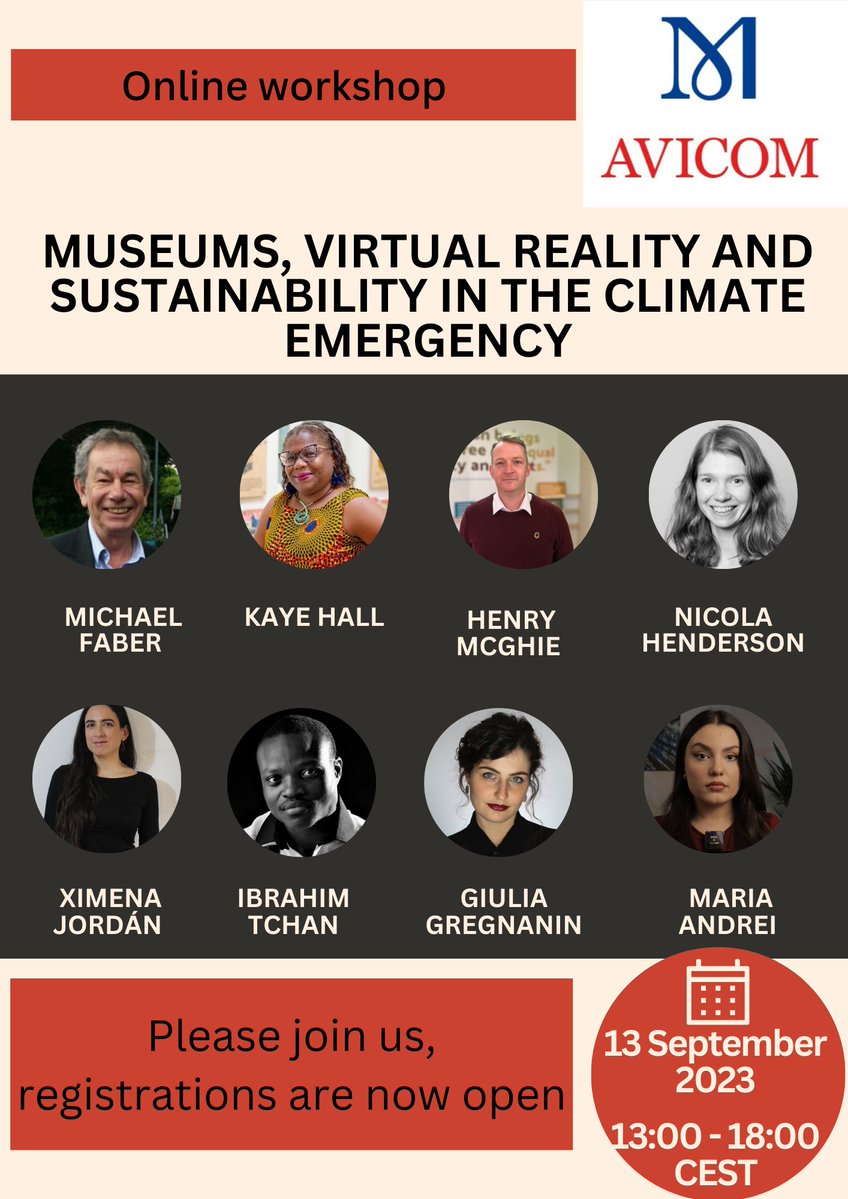 Join our online workshop #Museums #VirtualReality & #Sustainability in the #ClimateEmergency next 13th September. Registrations are opened and we have great speakers to learn from. Don't miss the event @IcomOfficiel colleagues!. eventbrite.com/e/museums-virt…