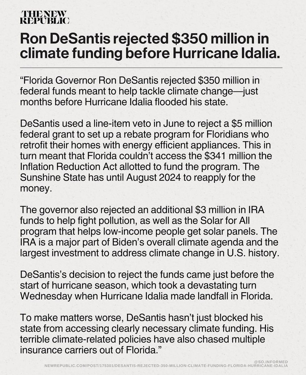FLDems4Progress's tweet photo. typical #DeSantis behavior😒 #FlaPol #HurricaneIdalia #Florida #ClimateCrisis 🔗https://t.co/H6E91dVqS0 https://t.co/fXXuxEXMej