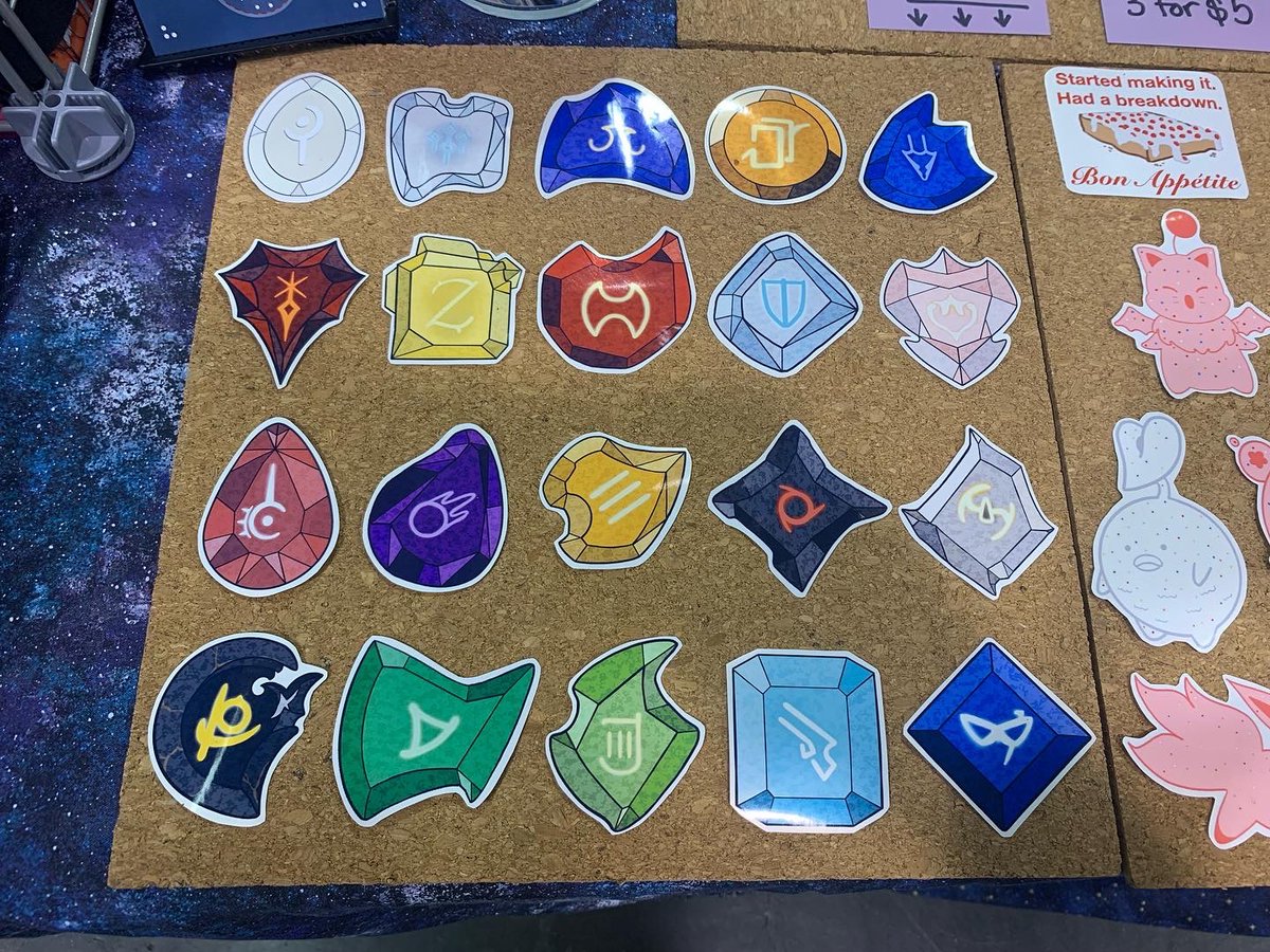FandomFixins's tweet photo. Guess who forgot to make a catalogue so this will have to do haha

We’ll be at @animeimpulse OC all weekend so please come by and say hi! We have new banner designs, dice, charms, pins and more! ☺️ https://t.co/FFbqdIYbXK