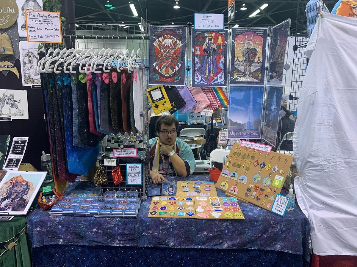 FandomFixins's tweet photo. Guess who forgot to make a catalogue so this will have to do haha

We’ll be at @animeimpulse OC all weekend so please come by and say hi! We have new banner designs, dice, charms, pins and more! ☺️ https://t.co/FFbqdIYbXK