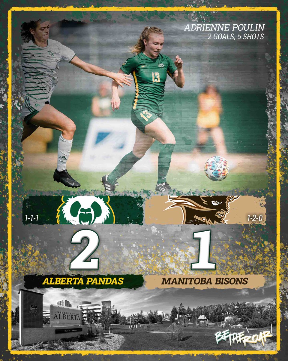 𝗙𝗜𝗡𝗔𝗟 | 𝗣𝗔𝗡𝗗𝗔𝗦 𝗪𝗜𝗡
Two goals for Adrienne Poulin and a win for the Pandas!

BOXSCORE: canadawest.org/sports/wsoc/20…