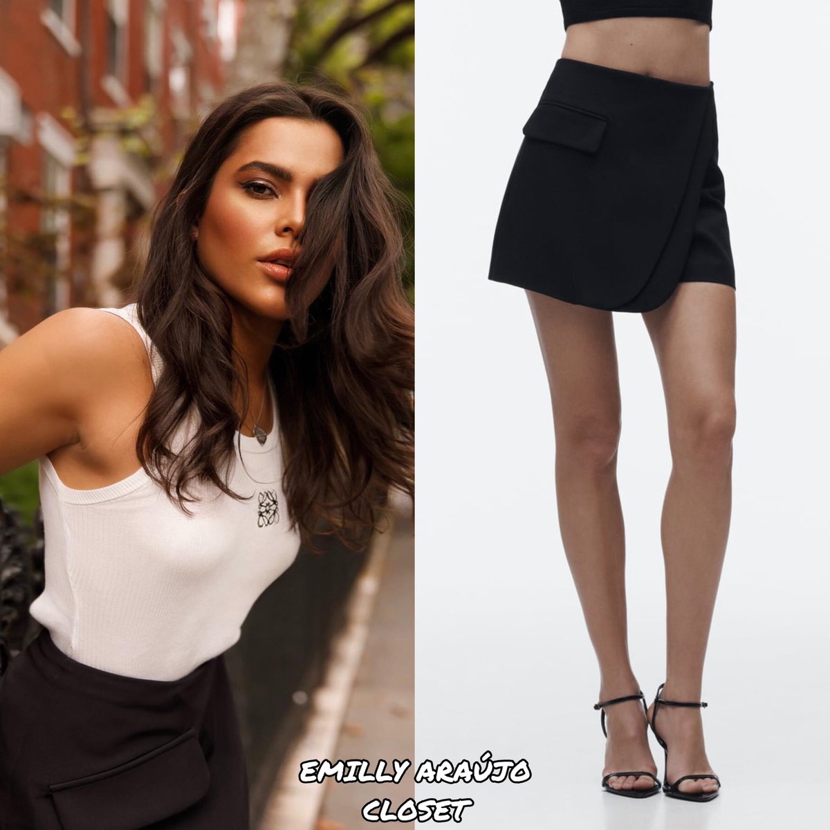 EmillyCloset's tweet photo. .@emillyaraujoof está usando:

1. @LoeweOfficial “Anagram Tank Top In Cotton” - ($ 390.00 / R$ 1.900,46).
2. @ZARA “Saia-Calça Cruzada com Aba” - (R$ 259,00).
3. @TiffanyAndCo “Pendente com Berloque de Coração com Chave em Prata” - (R$ 1.800,00). https://t.co/WEfUiqPocN