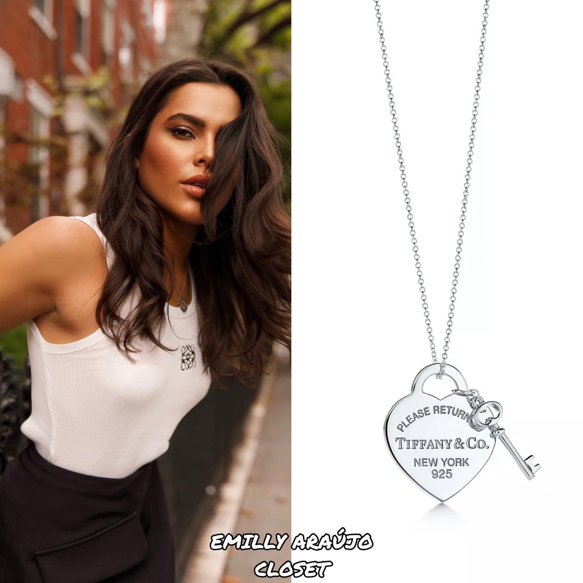 EmillyCloset's tweet photo. .@emillyaraujoof está usando:

1. @LoeweOfficial “Anagram Tank Top In Cotton” - ($ 390.00 / R$ 1.900,46).
2. @ZARA “Saia-Calça Cruzada com Aba” - (R$ 259,00).
3. @TiffanyAndCo “Pendente com Berloque de Coração com Chave em Prata” - (R$ 1.800,00). https://t.co/WEfUiqPocN