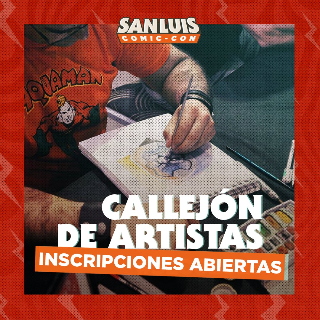 SanLuisComicCon's tweet photo. Abrimos la inscripción para ser parte del Callejón de Artistas de #SLCC2023, la oportunidad de mostrar tu arte junto a artistas de renombre internacional, dentro del mayor evento de comics de la región ✨

Completá el formulario que dejamos en nuestra bio 📝

No te duermas! https://t.co/JKFeamnUQ9