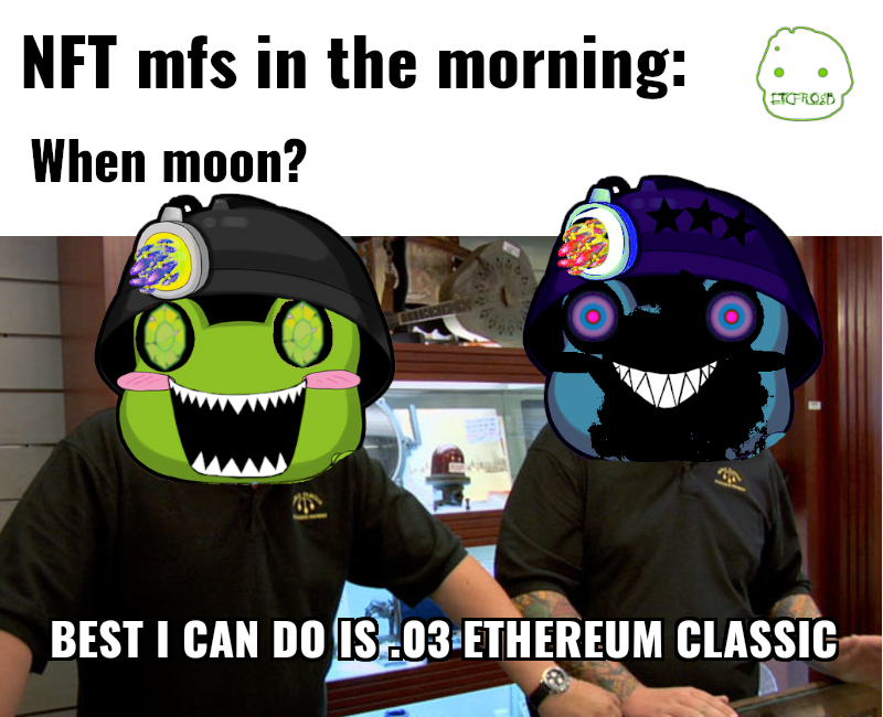 etcfrogb's tweet photo. Unfortunately I'm having issues with spaces, and it seems to not be working correctly and dropping the conversation. That's alright, here's an update of where we are at!
1: We've got 367 mints so far, funding the contract currently with 148 #EthereumClassic, or $2,277 at the time of posting!
2: Considering that we've got some other characters in the Bogiverse, would like to see other NFT collections from us, like a limited edition run of 100 NFTs representing one of those characters species like the Dark Loons? Holders would get the ability to mint at a low price, like .5 #ETC, with all proceeds going into the collection!
3: Looking at some of the equipment @Jasminer is releasing, it looks like their beast JASMINER X16-P, would ROI one year earlier than the silent miner we have purchased shipping in October, the X16-Q! However, this piece of equipment is $8700 vs $3000.
4: We're looking into different types of IRL merch, products, and comics. We've seen a niche market that exists in the form of Boardgames, and would like to know what you think about a strategy game involving multiple NFT collections on #ETC?
5:The website dev is working on getting those 10 rarest Frog and 2x dividend Frogs their own page!!!
6: The winner of🐸Friday is @Dskandoluz! Send me your wallet address and we'll get you a free Froggo and 1 ETC right over!
Is there anything else you'd like to talk about? Anything we missed?