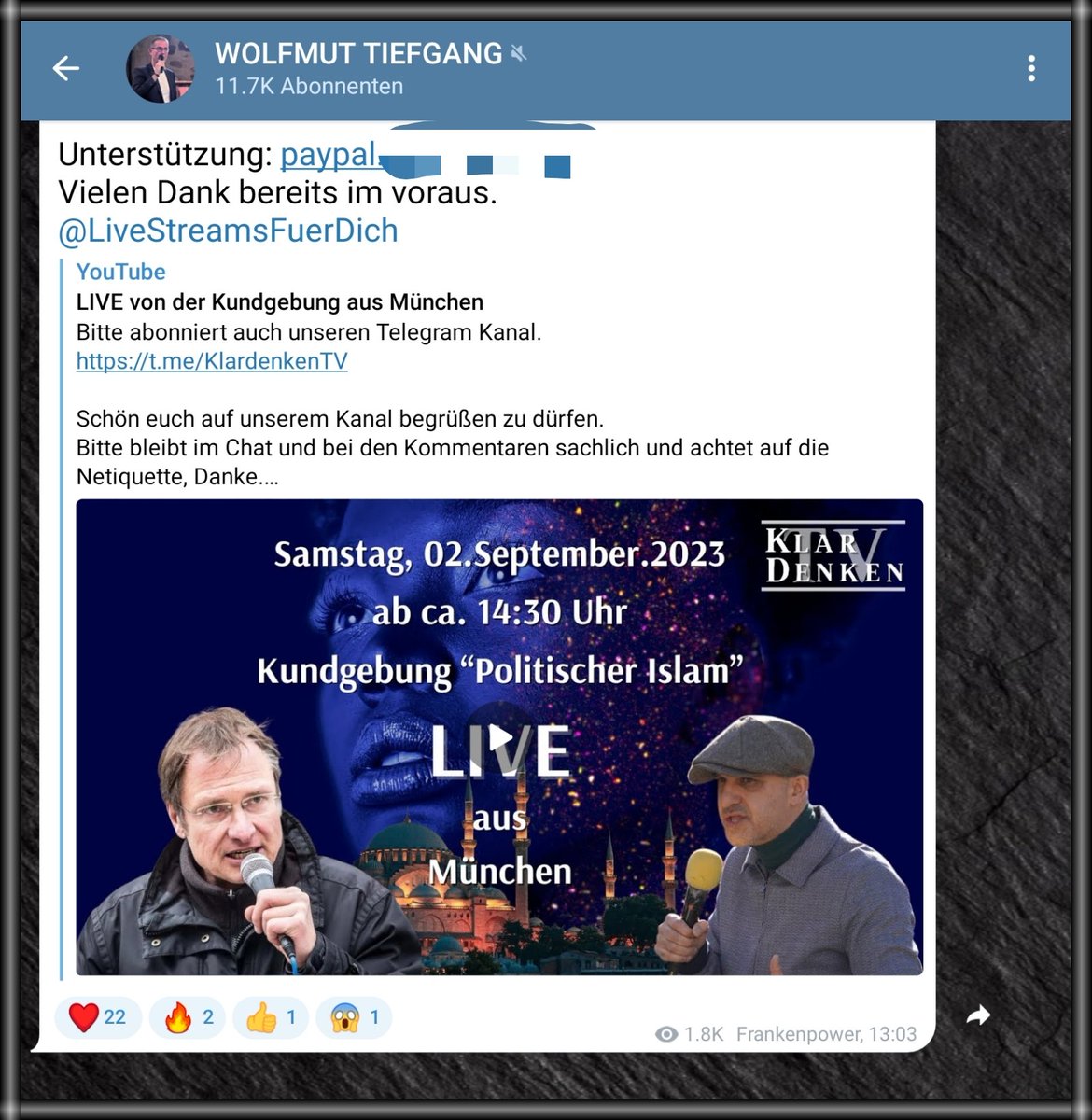 rumpelratz01's tweet image. Bei Aggro #Greulich schreitet die Radikalisierung wie erwartet auch voran.
Jetzt hat er den kriminellen Hetzer M. #Stürzenberger in sein Programm mit aufgenommen.
Das wäre doch auch was für #Schiffmann. 🤔