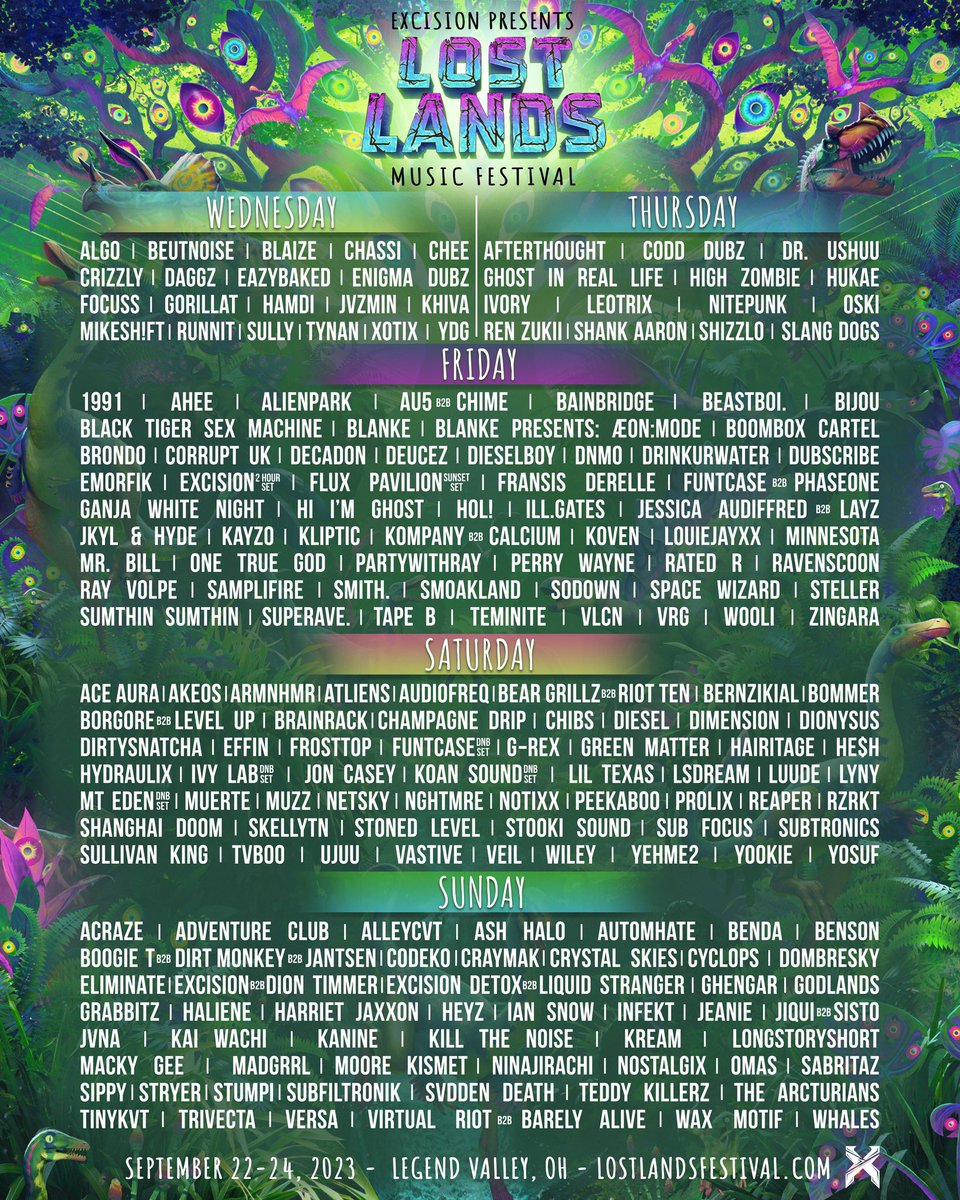 Your daily lineups are here! See you in just a few weeks, Headbangers! 🦕