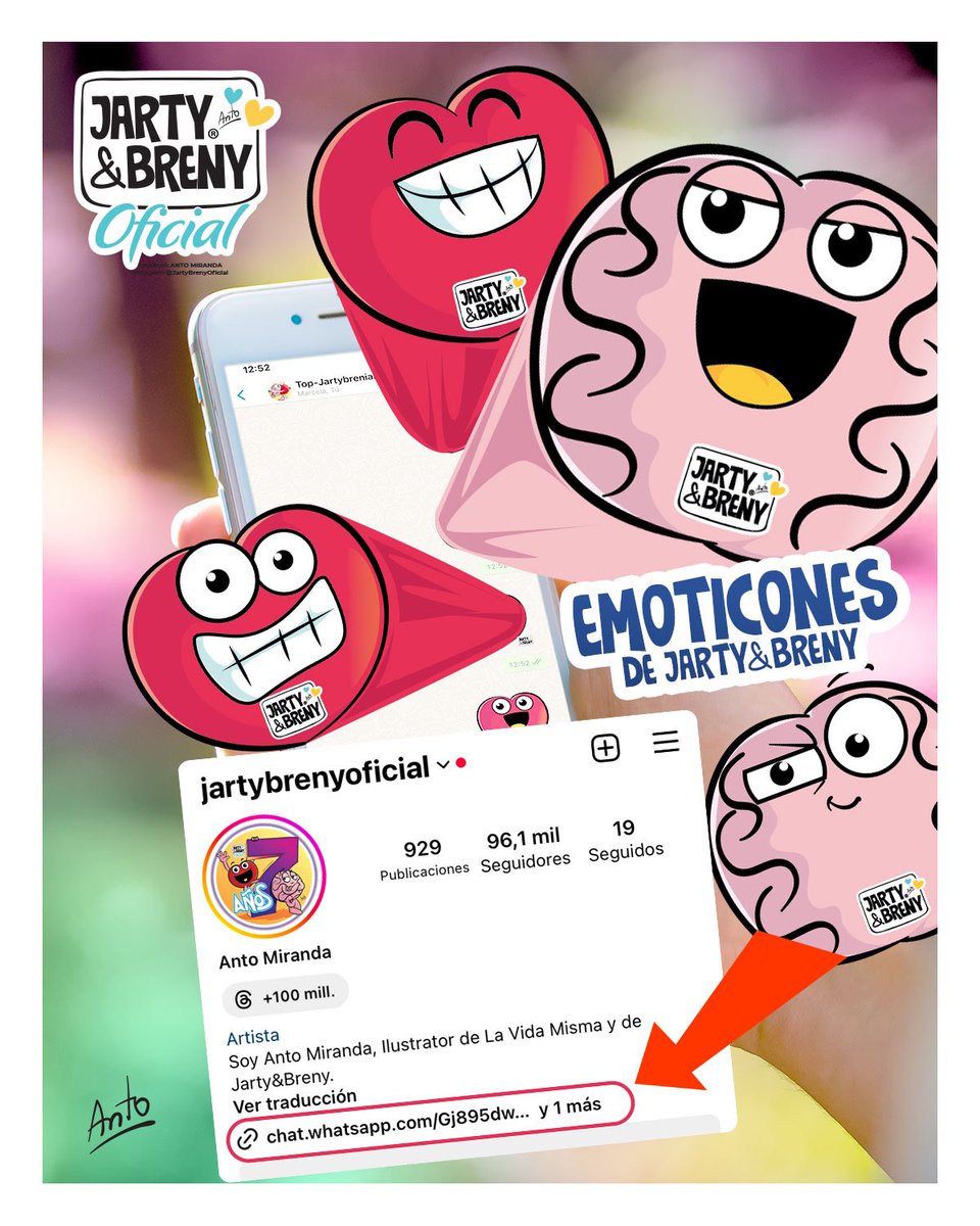 AntoAlams's tweet photo. Desde este 5 de septiembre comenzamos a compartir los STIKERS OFICIALES DE JARTY&amp;BRENY para Whatsapp.
Ingresa al grupo desde el link que aparece en nuestra Biografía de @JartyBrenyOficial en instagram.
(Número de participantes limitado 😉) https://t.co/2HdWqjdaSs