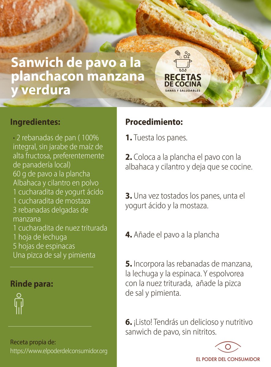 elpoderdelc's tweet photo. 😨La mayoría de los jamones que existen en el mercado contienen ingredientes cancerígenos, como el nitrito y eritrobato de sodio, y la carragenina.

Sustituye las versiones ultraprocesadas por un sándwich de pavo a la plancha con manzana y verdura.🍴
https://t.co/iQvDgJiyWL https://t.co/UQduDCEmZU