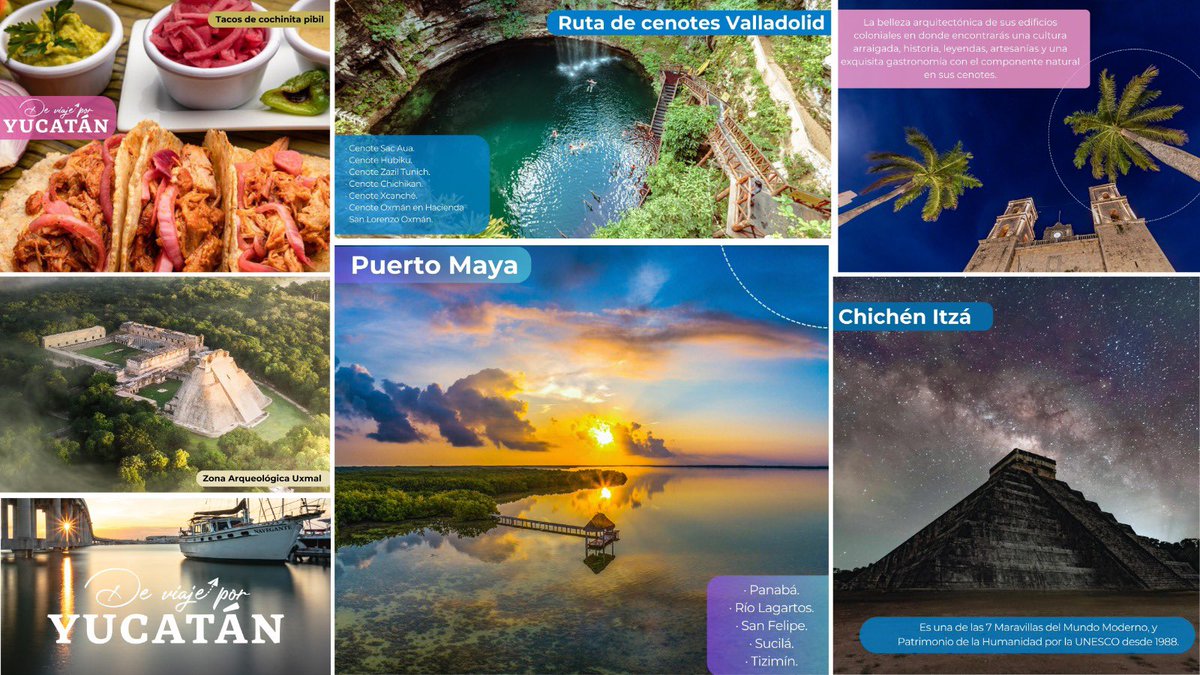 TorrucoTurismo's tweet photo. Si aún no tienen plan para este #FinDeSemana, #Yucatán tiene todo para ustedes. 🙌
Les comparto deliciosas ofertas gastronómicas, artesanías únicas, lugares imperdibles y mucho más por conocer en este destino que los sorprenderá con sus riquezas.
#AlViajarSumas https://t.co/xx1J5wW96Q