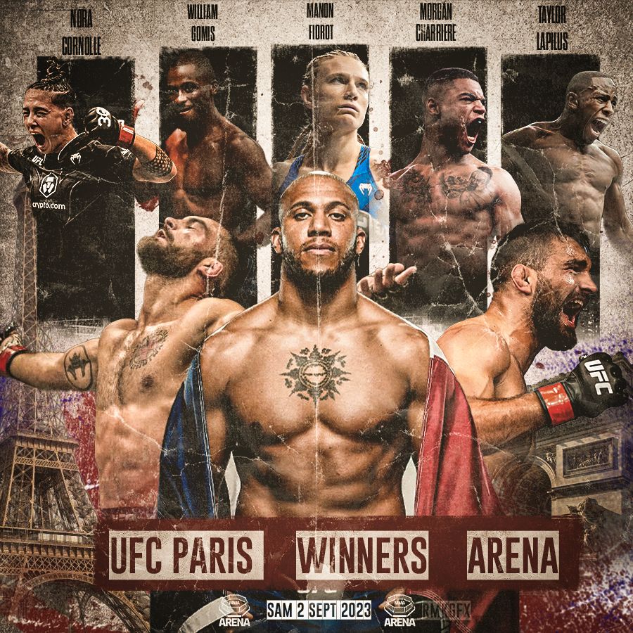 MMArena_'s tweet photo. NOS VAINQUEURS 🇨🇵 #UFCPARIS

QUELLE SOIRÉE 🤩 @RMK_GFX https://t.co/JlXcqpuczG