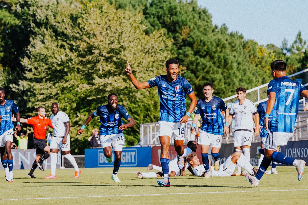 NorthCarolinaFC's tweet photo. What a way to get your first NCFC goal 🤯🤯 https://t.co/IDTesf38BK