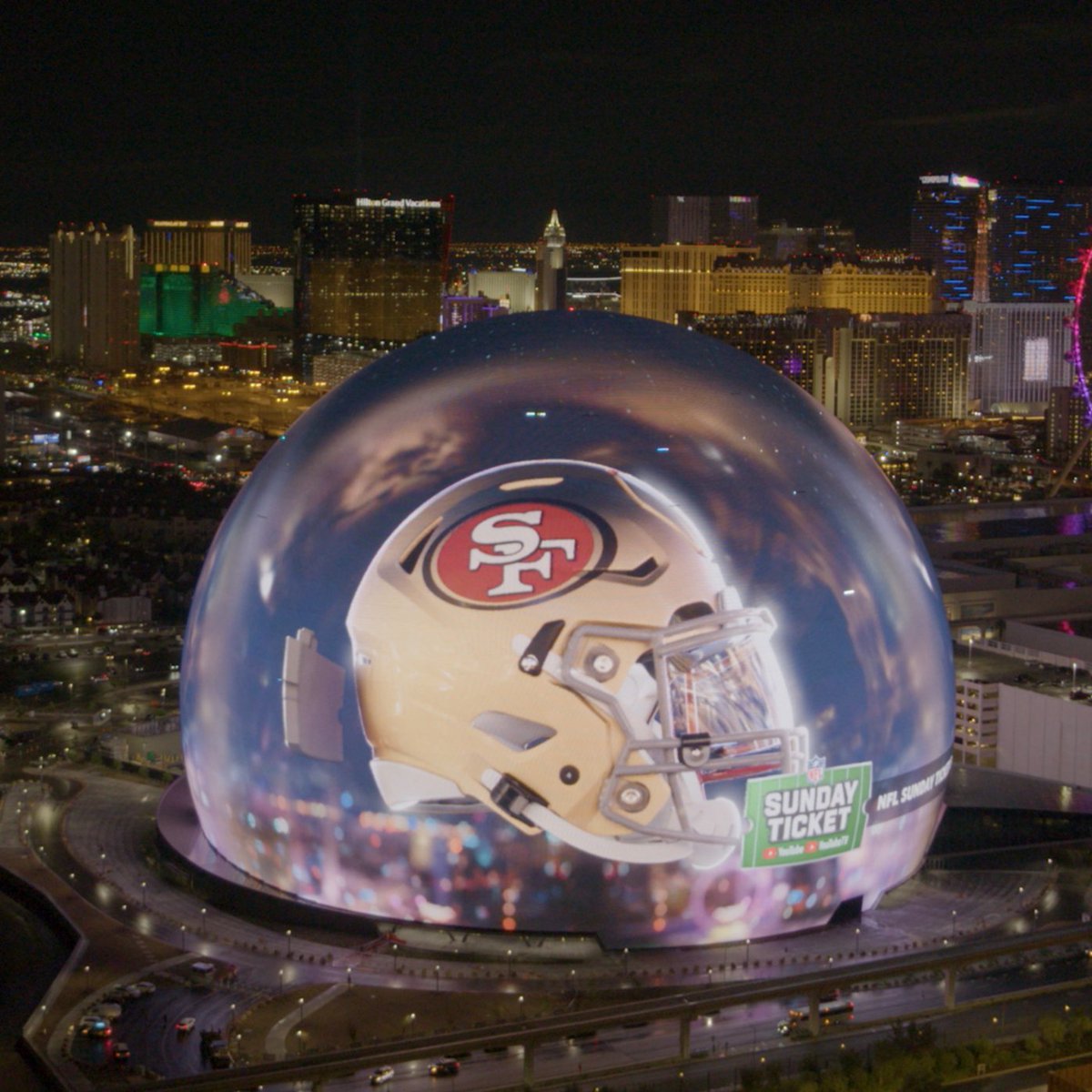 YouTube's tweet photo. touched down in Vegas 👀🏈 https://t.co/mC5LHdMOhF