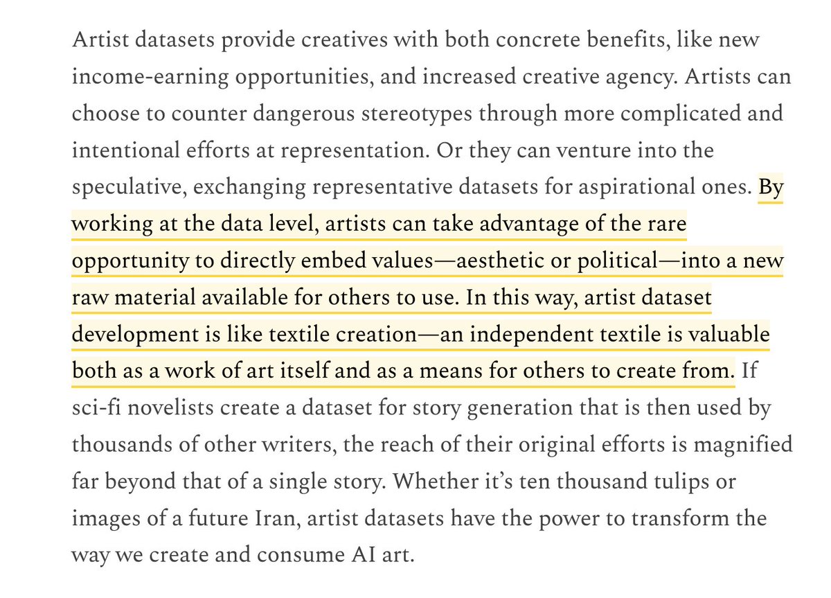 love this essay and proposal—particularly the idea that artisan datasets themselves (with all their “ quirks,” “oddities,” and “whimsical randomness”) might be considered works of art in their own right!