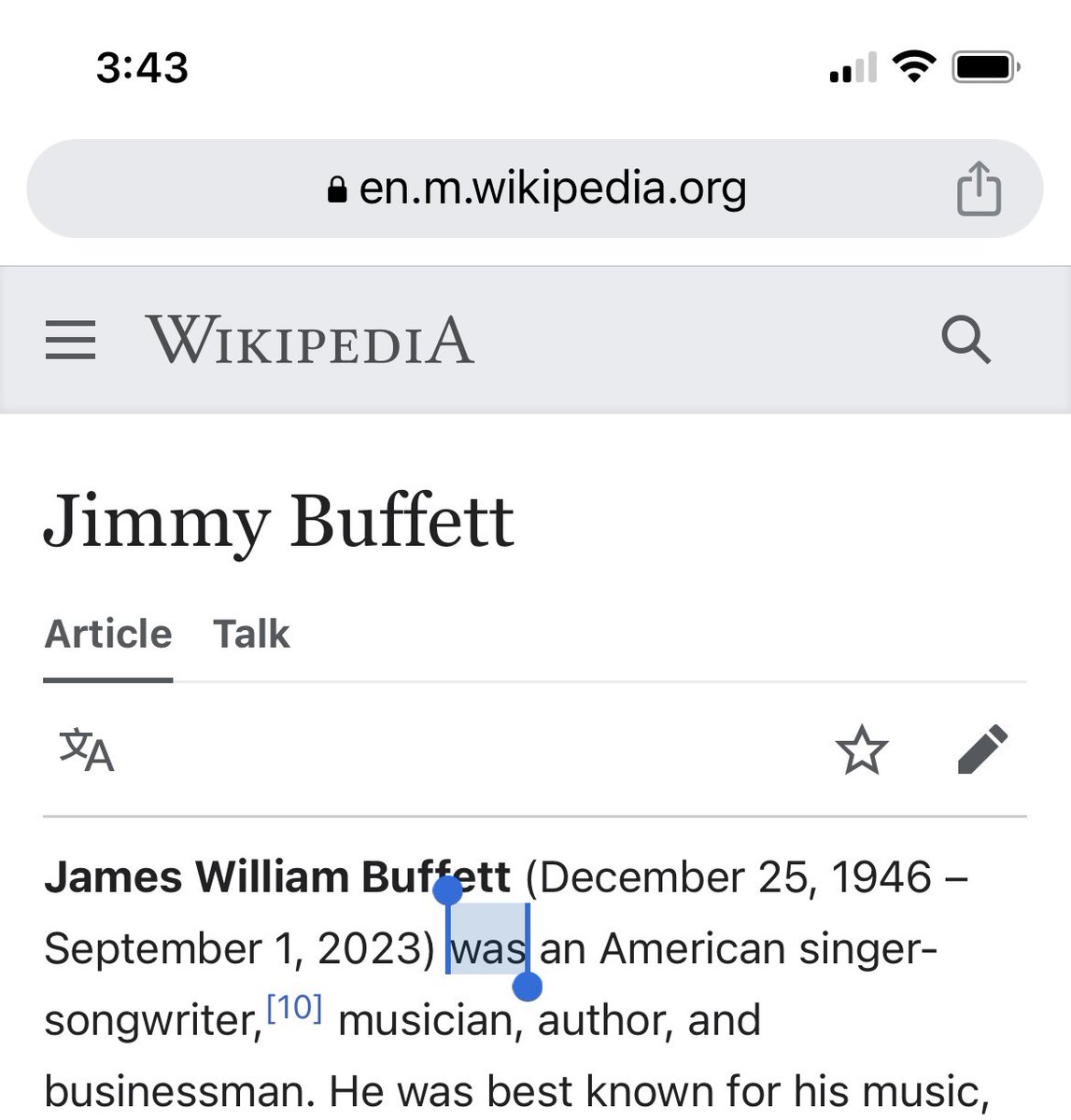 I was awake at 4 am trying to rock our newborn to sleep and yes, someone updated wikipedia within an hour