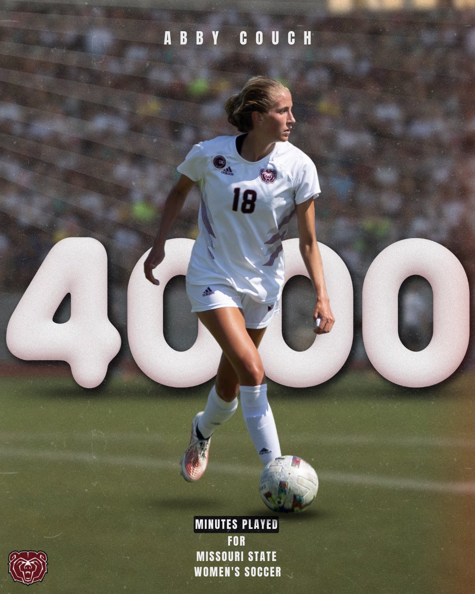 MoStateWSOC's tweet photo. 𝐖𝐞𝐥𝐜𝐨𝐦𝐞 𝐭𝐨 𝐭𝐡𝐞 𝟒,𝟎𝟎𝟎 𝐜𝐥𝐮𝐛

Early into her Senior season, @abbyycouchhh has tallied over 4,000 career minutes‼️

#C4 #MTT #NEXTSTEP https://t.co/22VdMR3CwY