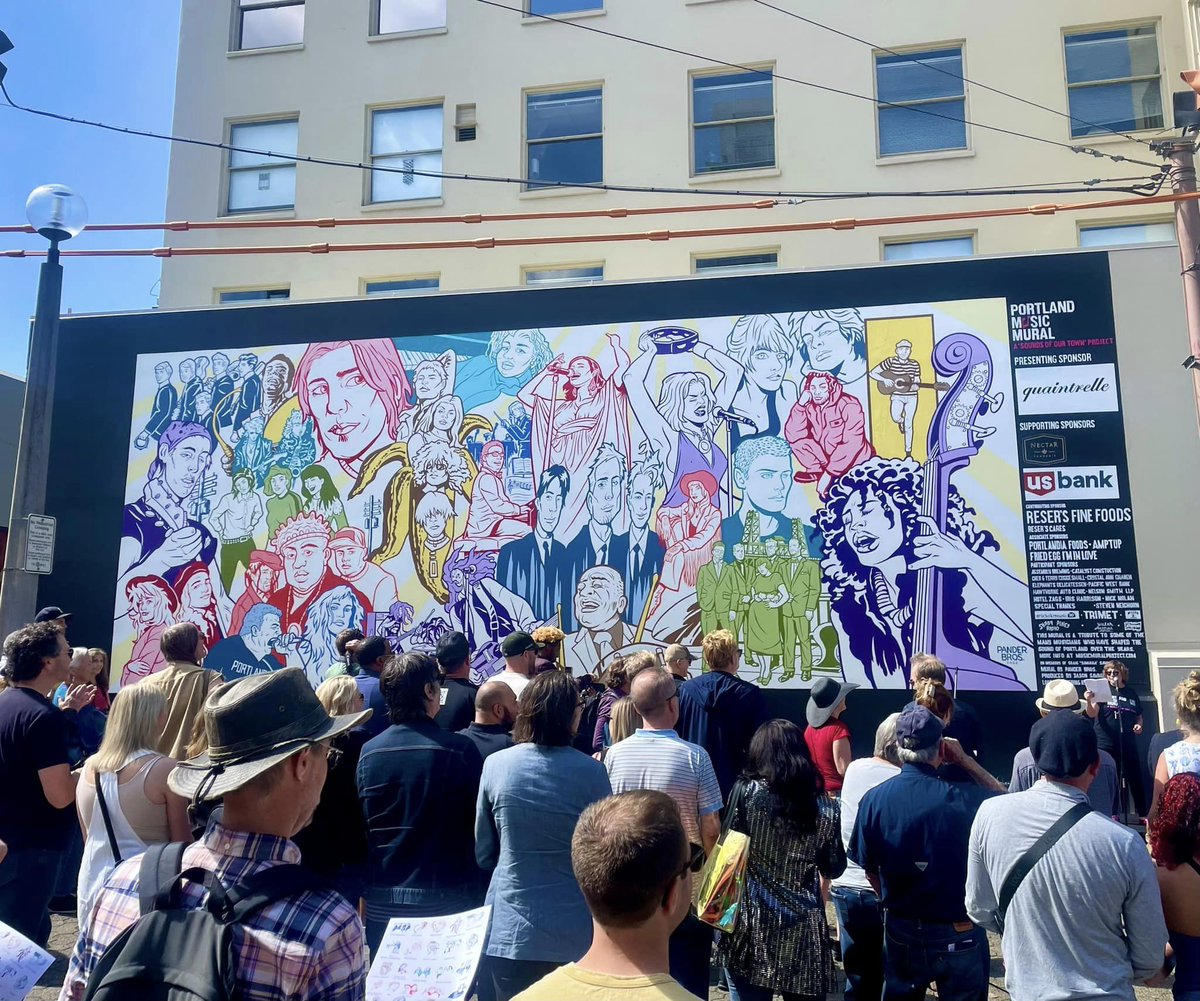 LocalMusicMural's tweet photo. The unveiling / dedication was a rousing success!

Thank you very much to all who came by yesterday and helped make it happen.

Thanks Cindy Thompson, Chris Thompson, Ty Thompson, Francine Raften, Keri Hughes, Wayne Landsverk, and Zia McCabe. @PanderBros @artichokemusic https://t.co/4yHJLnIj6u