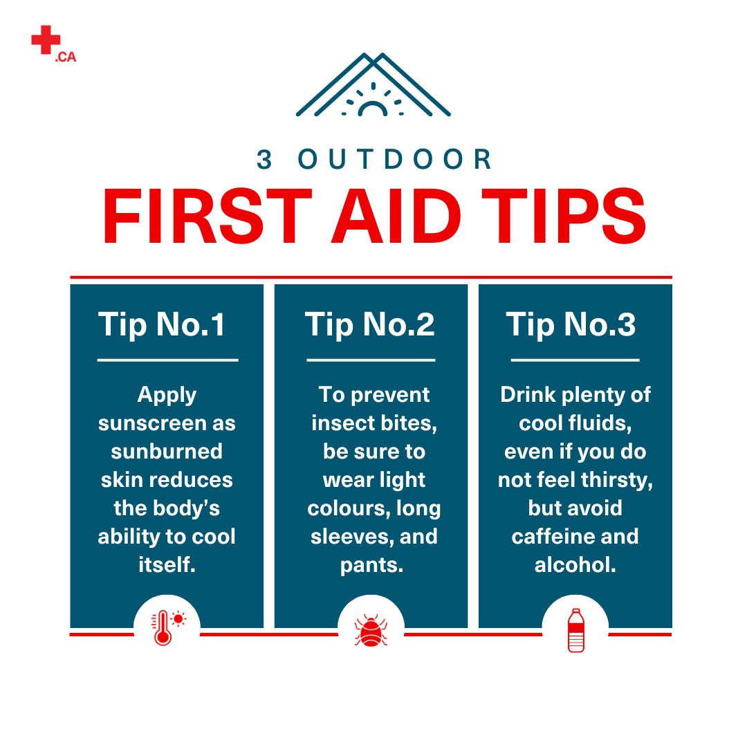 redcrosscanada's tweet photo. Planning a long weekend adventure?

Follow these 3️⃣ safety tips if you’re spending time outdoors ⬇️ https://t.co/fzKnKlUNXi