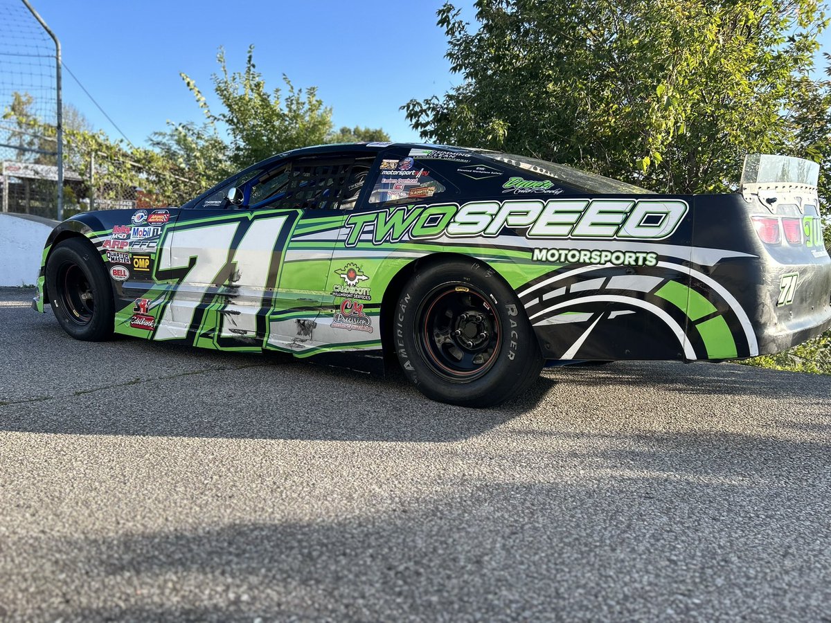 Sunset_Speedway's tweet image. Point leader Cory McAllister wins his second St. Onge Recreation NASCAR Super Stock heat of the night at the Back to School Bash