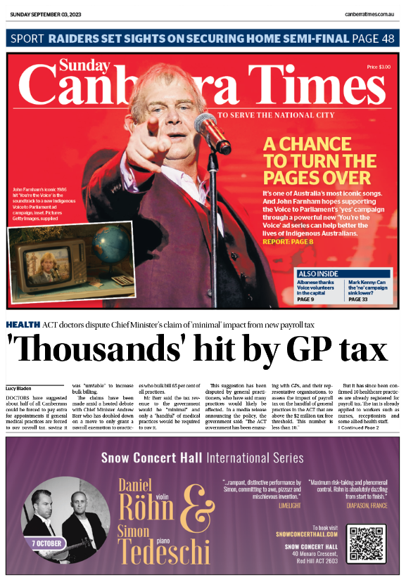 Morning, Canberra - and Happy Father's Day to all the dads and father figures today. We're heading for a top of 18 degrees on a mostly sunny Sunday. Here's today's front page news via @lucybladen and @natalievikhrov. Stay up to date with the latest news at canberratimes.com.au/subscribe?utm_…