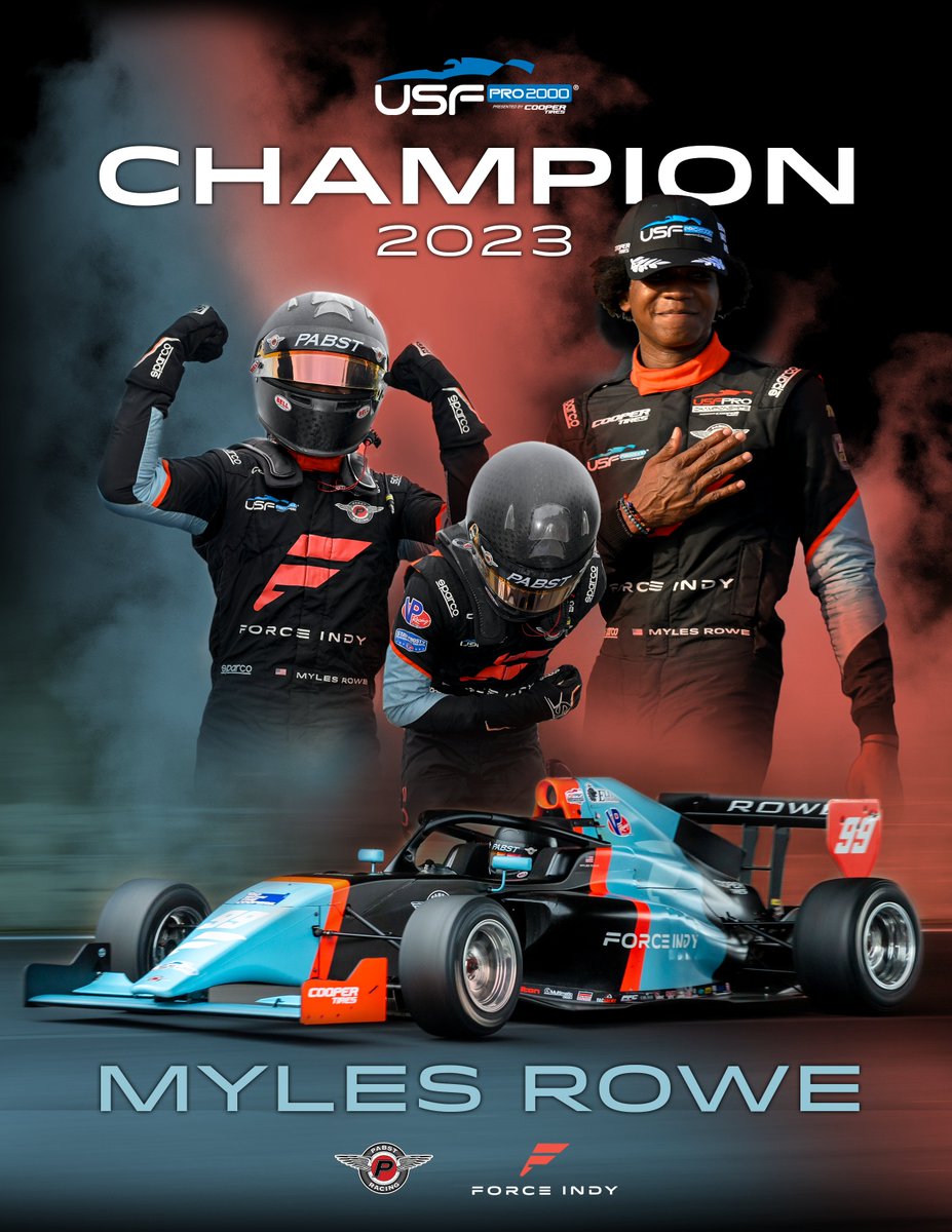 History has been made, once again, by this young man. Force Indy driver Myles Rowe @oceanbymr is officially the 2023 USF Pro 2000 series champion! 

#mylesrowe #forceindy #usfpro2000 #CHAMPION