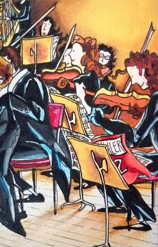 A detail from my drawing of the Gewandhaus orchestra... 🙂
(I did it last year)