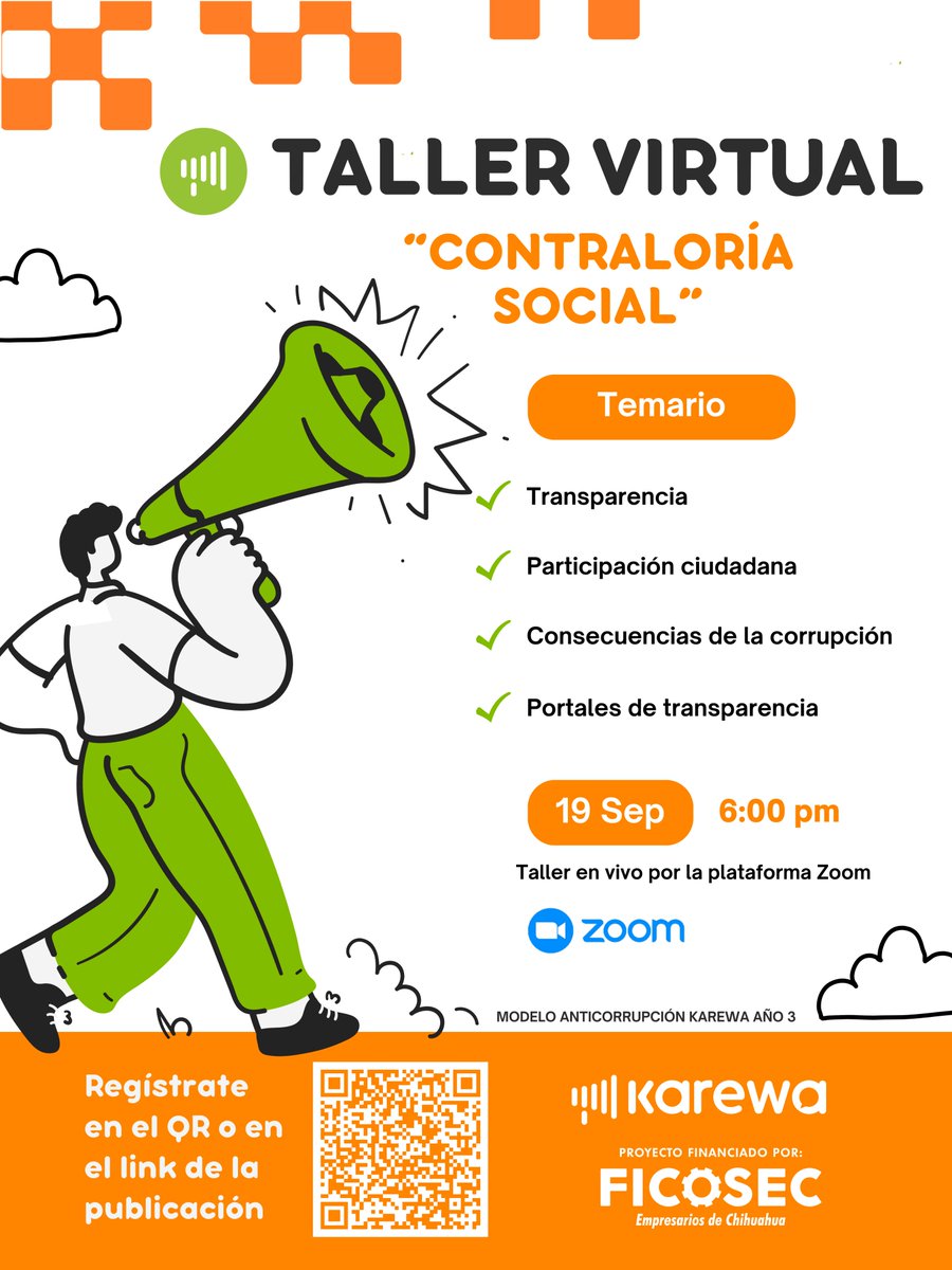 📢¡Atención habitantes de Chihuahua! 
Te invitamos al "Taller virtual de Contraloría Social" ➡️Regístrate aquí: docs.google.com/forms/d/e/1FAI…