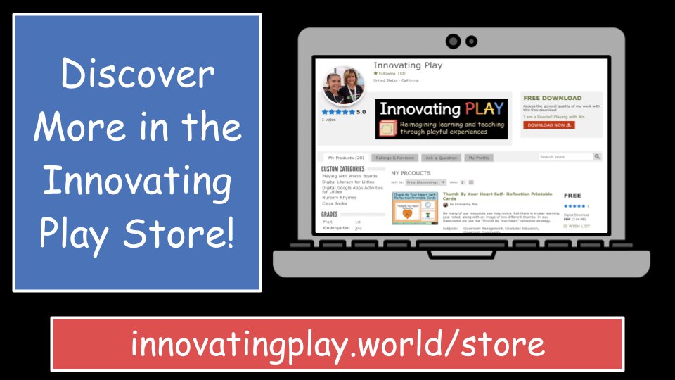 Discover More in the #InnovatingPlay Store! Resource categories include: ⌨️ #DigitalLiteracy 💻 #GoogleApps Activities 👐🏽 Playing w/ Words 🐄🌙 Nursery Rhymes 📖 ✏️Original Class Books Blog Post: innovatingplay.world/storepost 🛒 innovatingplay.world/store #gafe4littles #kinderchat #tpt