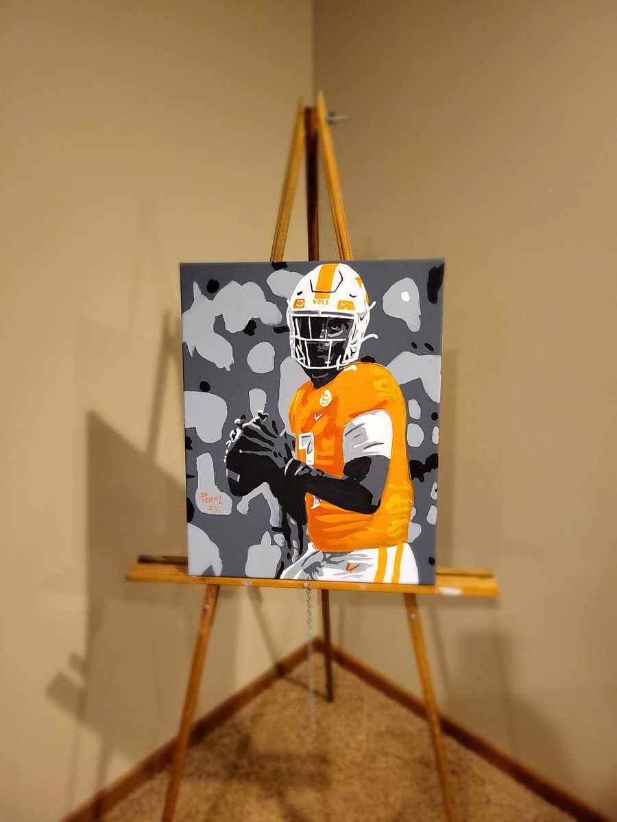 oyster_art's tweet photo. "Bazooka" Joe Milton & the #Vols open the '23 season with a convincing dub. 16x20 acrylic canvas #painting #art #GBO #GiveHim6 #colorSplash #PMS151 This piece is #available https://t.co/PJSbIsDAGo
