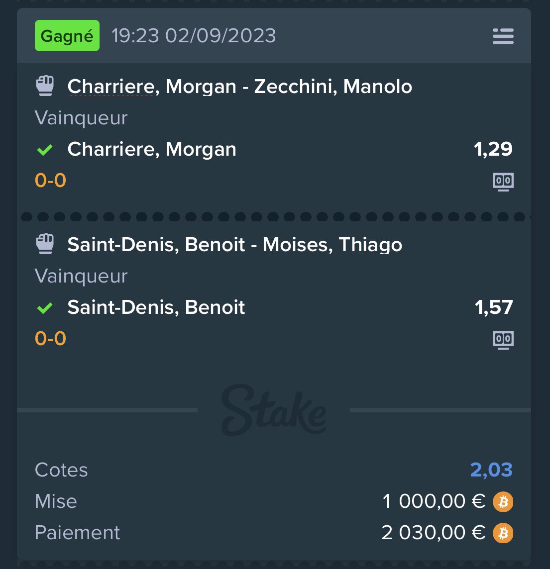 PronosSnake's tweet image. ➡️BONUS MMA 🥊 

➡️ Victoire Charriere + Victoire Saint-Denis 2.03✅#TeamParieur