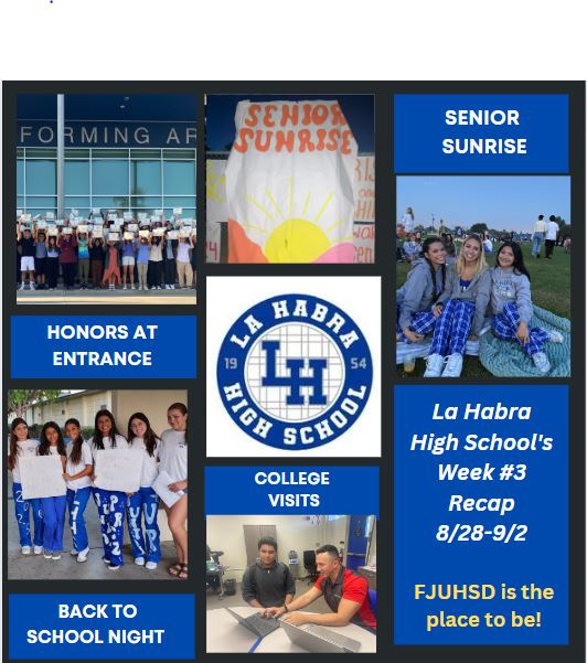 La Habra High School🏴 (@lahabrahs) on Twitter photo This week LHHS families celebrate Honors at Entrance & connect with staff at Back to School Night. Seniors rise early for Senior Sunrise & interact with Hope International, SFSU, UNLV, Fullerton College <a href="/fjuhsd/">Fullerton Joint Union High School District</a> @fjuhsd@LAHABRA_ASB@LHHighlanders <a href="/lahabracheer_/">La Habra Cheer</a> <a href="/LaHabraHS/">La Habra High School🏴</a> <a href="/Nike/">Nike</a> This week LHHS families celebrate Honors at Entrance & connect with staff at Back to School Night. Seniors rise early for Senior Sunrise & interact with Hope International, SFSU, UNLV, Fullerton College <a href="/fjuhsd/">Fullerton Joint Union High School District</a> @fjuhsd@LAHABRA_ASB@LHHighlanders <a href="/lahabracheer_/">La Habra Cheer</a> <a href="/LaHabraHS/">La Habra High School🏴</a> <a href="/Nike/">Nike</a>