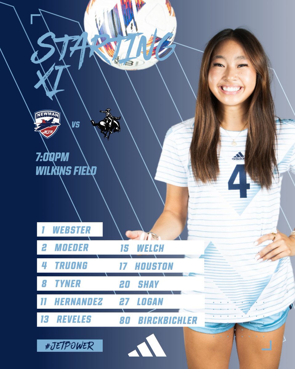 NewmanJetsWSOC's tweet photo. Starting XI vs the Rangers! 

Kickoff at 7!

#JetPower✈️ https://t.co/wOvuo8EZmD