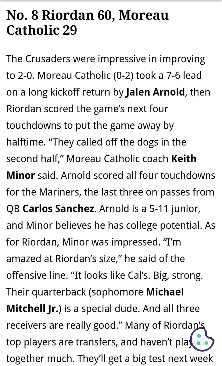 Appreciations go out to <a href="/leftwich/">Mike Lefkow</a> and <a href="/mercnews/">Mercury News</a> for recapping last nights game versus #ArchbishopRiordan.