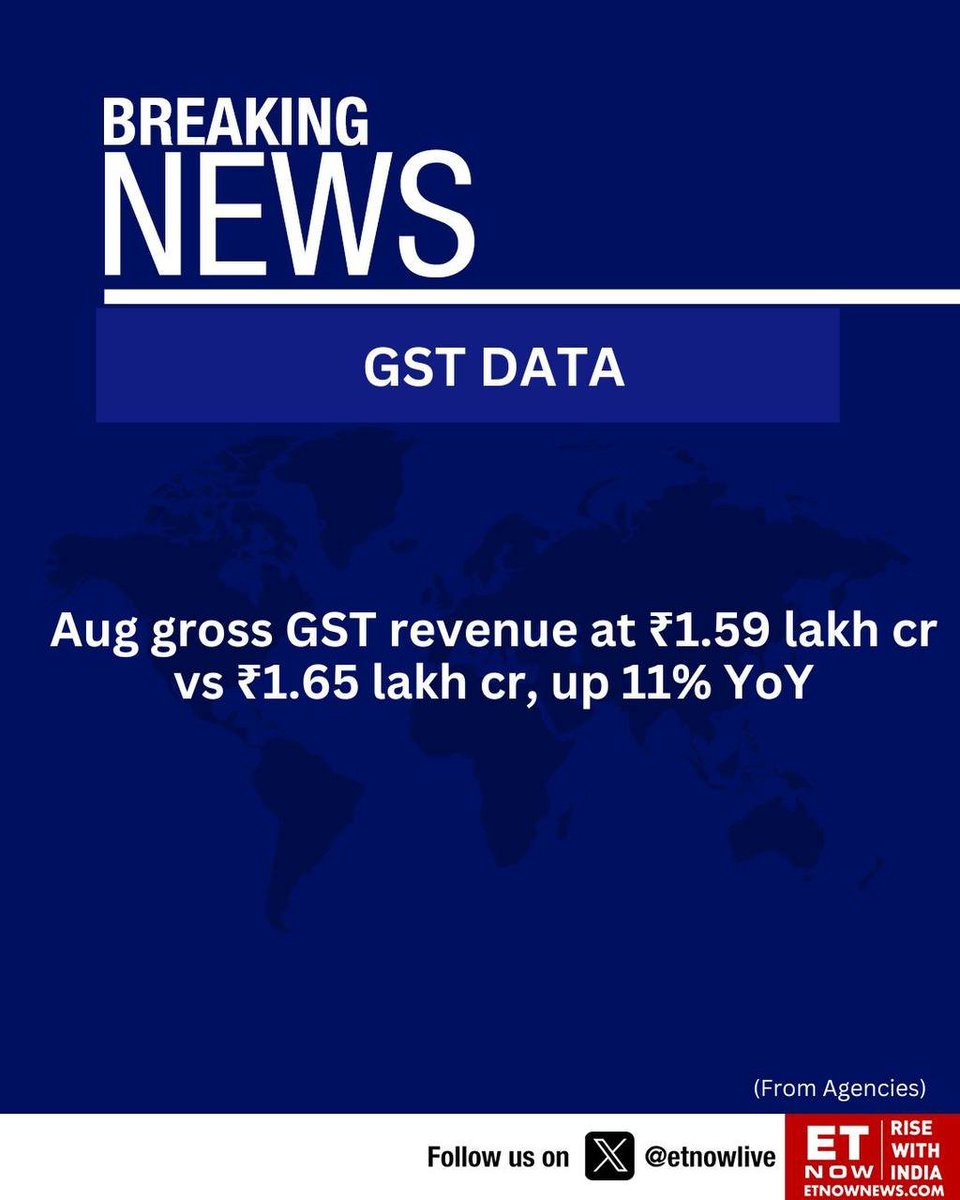 JoinBullEmpire's tweet image. GST Collection Data August-2023
#GSTCollectionData #Investor #ProTrader
👉t.me/BeSMResults/14…

#StockMarket #Sensex #Nifty #BankNiftyOptions
#NSE #BSE #MCX #GIFTNIFTY
#Banking #Finance #CorporateActions #Dividend 
#Results #StockMarketCorporateActions #BeSMResults