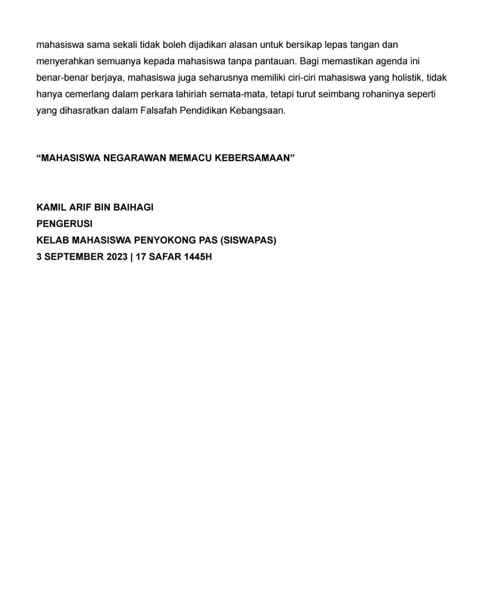GARIS PANDUAN KONSERT IPT: KPT JANGAN TUNDUK DENGAN DESAKAN